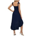 thumbnail image 4 of TopLLC Summer Dress Womens Summer Boho Spaghetti Strap Square Neck Solid Color Ruffle A Line Beach Long Maxi Dress Plus Size Dresses,Beach Sundress, 4 of 5