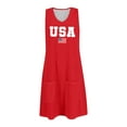 thumbnail image 6 of 4th of July Dress for Women: American Flag Tank Dresses Star Striped Splicing Loose V Neck Sundresses Hot Pink L, 6 of 8
