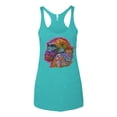 thumbnail image 3 of Colorful Neon Gorilla | Dean Russo Art Animal Lover Tri-Blend Racerback Tank Top, Tahiti Blue, Medium, 3 of 6