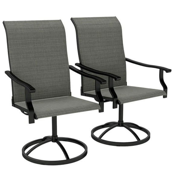 Yardi Yarda Patio Swivel Chairs Set of 2, High Back Patio Dining Chairs with All-Weather Mesh, Gray