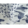 thumbnail image 4 of Ambesonne Fishes Quilted Bedspread Set 3 Pcs, Japanese Carp Sketch, Queen Size, Navy Blue White, 4 of 5