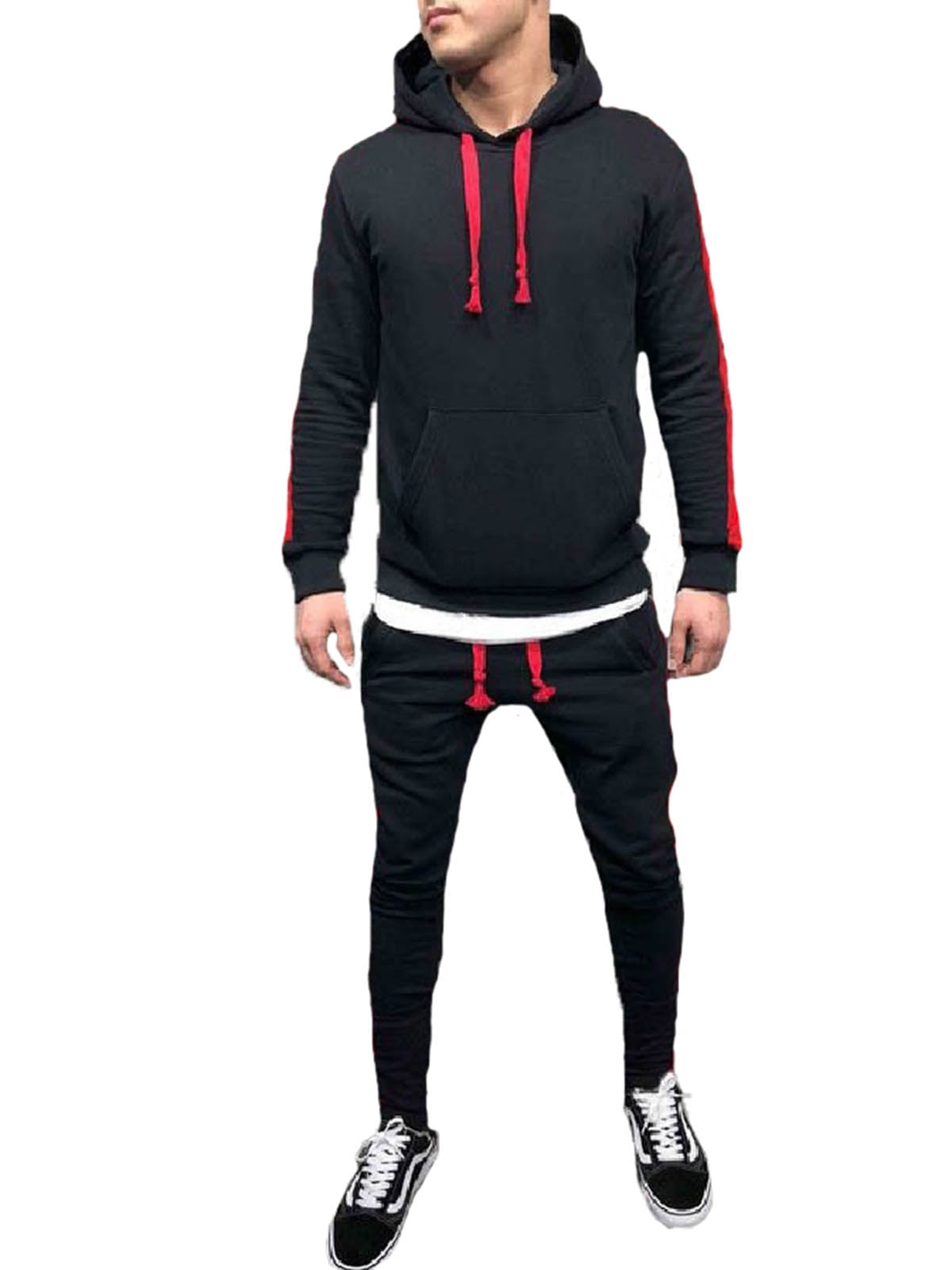 New Kids Contrast Cord Hooded Tracksuit Set Zip Top Gym Jogging Bottom 