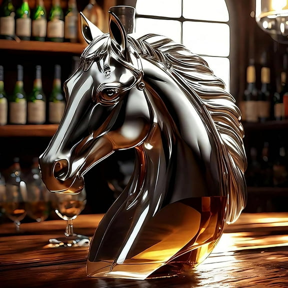 350ml Unique Whiskey Glass Decanter, Funny Whiskey Horse Head Bottle, Perfect Whiskey Decanter for Home Bar Decoration, for Whisky, Spirits, Wine or Vodka(350ml)
