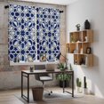 thumbnail image 5 of Navy Blue Geometric Kitchen Curtains 63 Inch Length, Vintage Abstract Art Tiers Curtains for Living Room Berdoom Bathroom, Light Filtering Drapes Rod Pocket Window Treatment 2 Panels 42"Wx63"L, 5 of 8