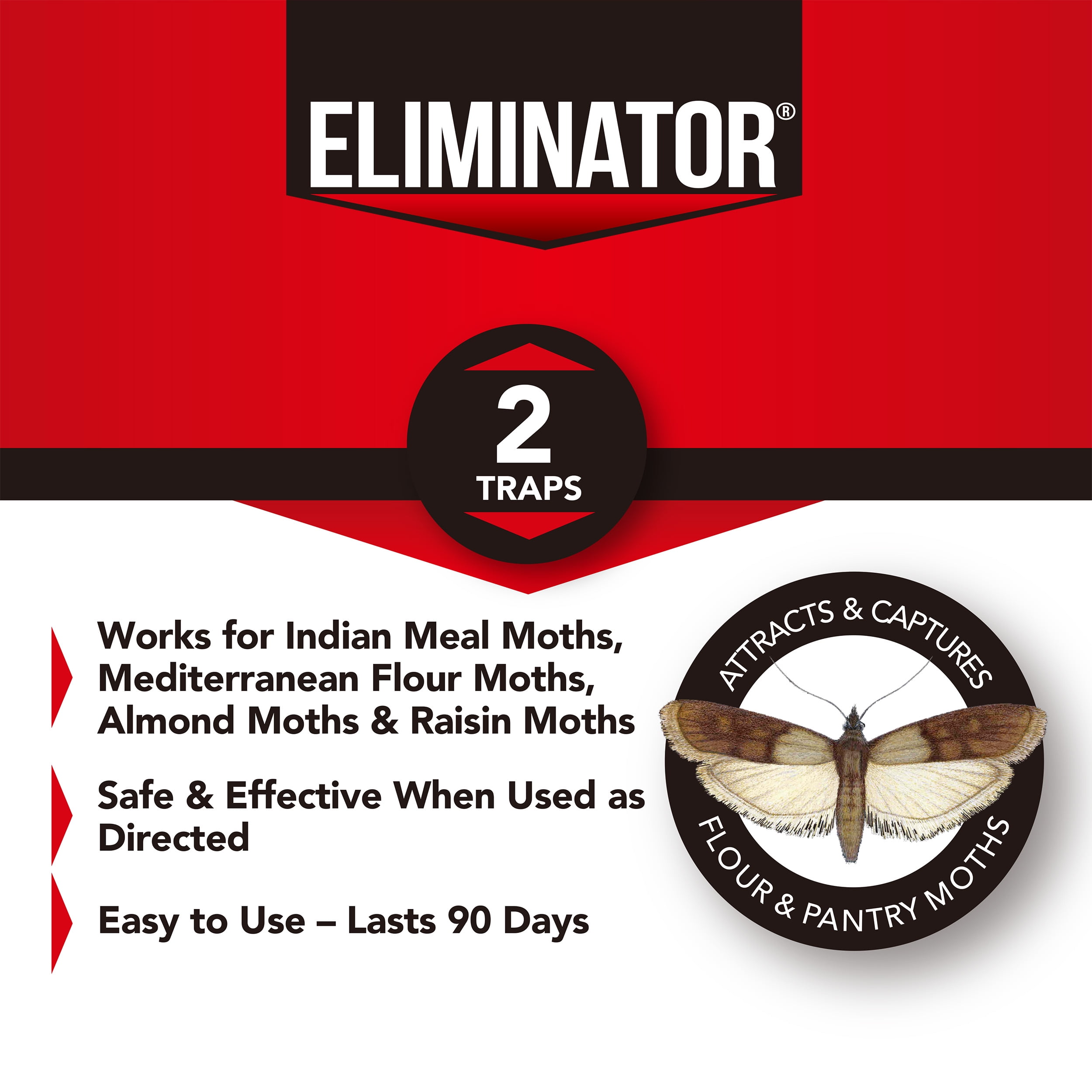 3 Pack) Eliminator Pantry Moth Traps, Pheromone Moth Traps, 2 Pack