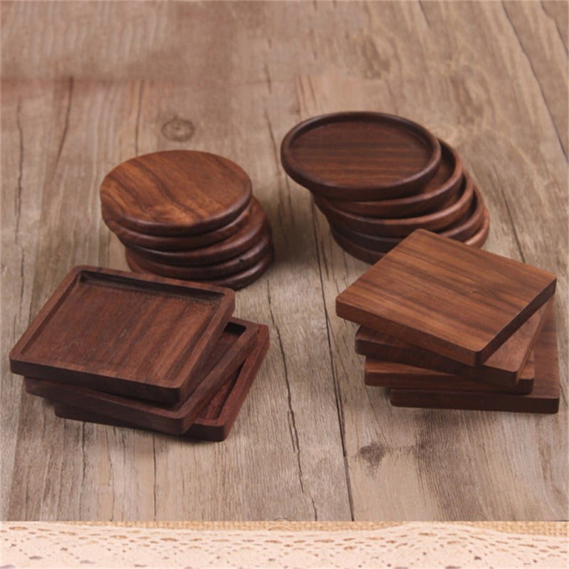 Walnut Coasters Wood Coasters Set with Cup Holder Natural and Organic Dinner Decor Centerpiece for Home Office Table, Size: Square, Brown