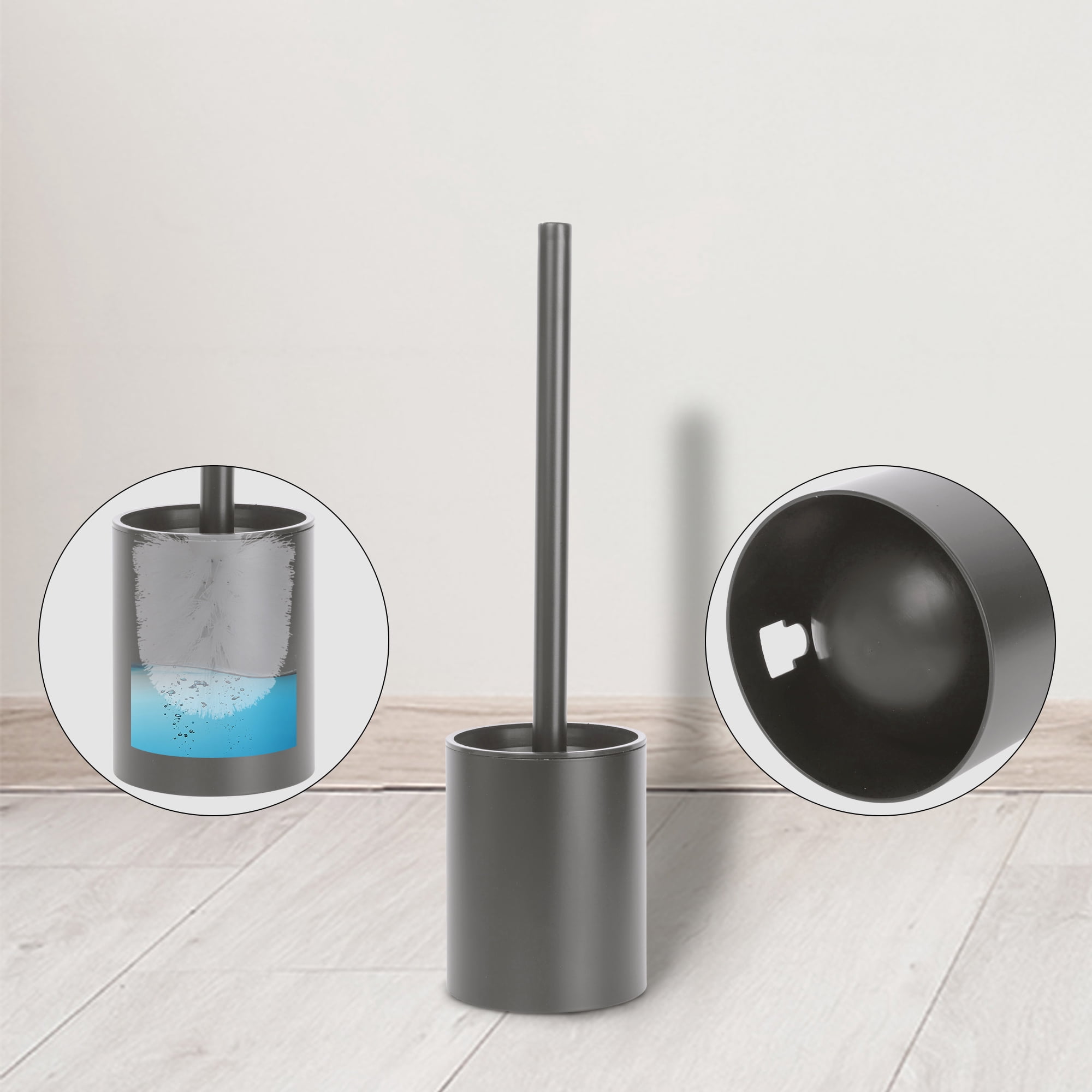 Unique Bargains Stainless Steel Toilet Bowl Brush and Holder Wall Mounted Gray