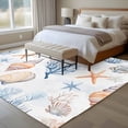 thumbnail image 4 of Coastal Area Rug 5x7 FT, Non Slip Bedroom Throw Carpet, Ocean Starfish Coral Shell Conch Aesthetics Blue Washable Soft Floor Carpet Non-Shedding Rug for Dining Room Bedside Classroom Desk, 4 of 9