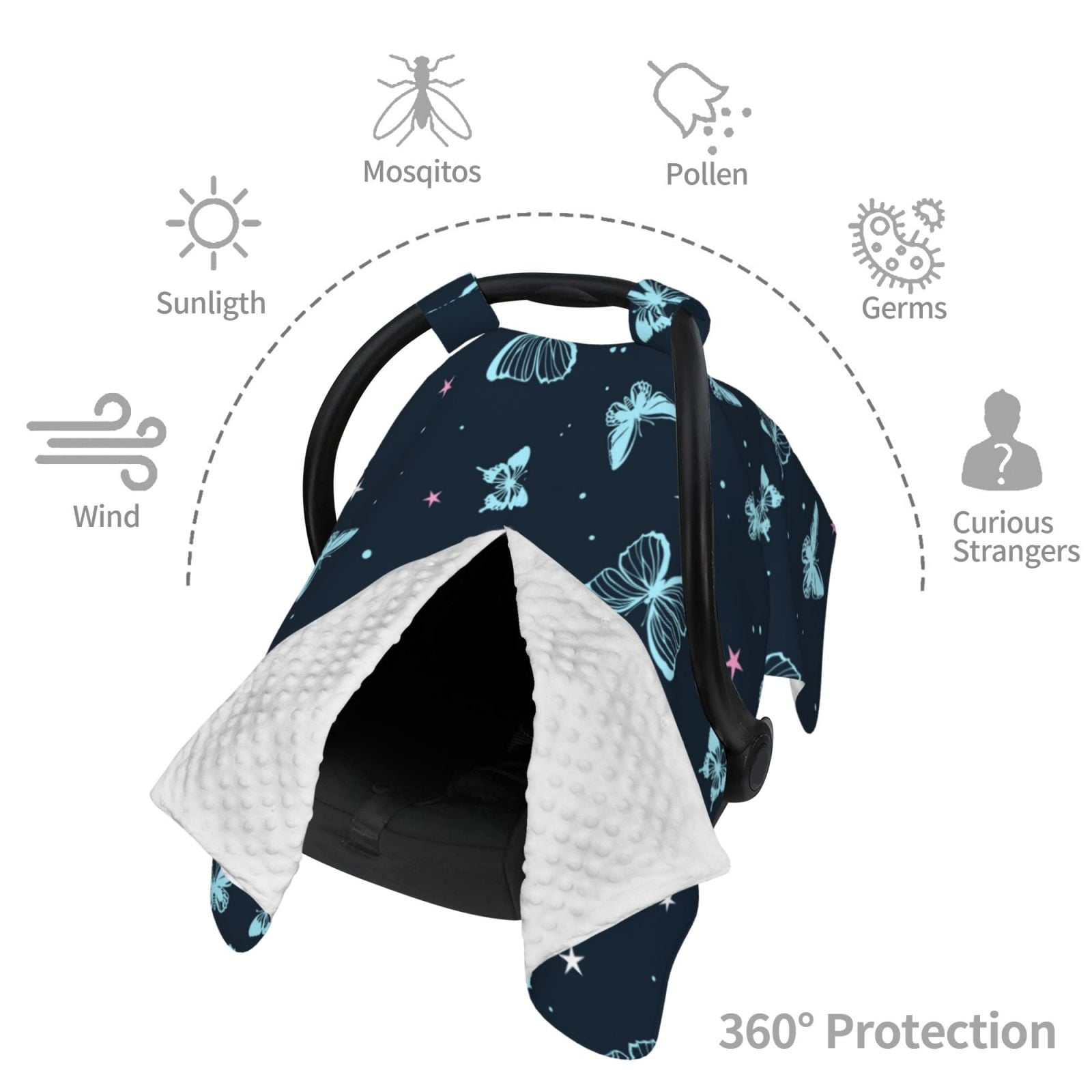 Car Seat Cover Baby - Beautiful Butterflies Breathable Infant Car Seat Cover for Baby Carseat, Lightweight Comfort Baby Essentials Must Haves Newborn Stuff for Girl Boy