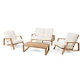 thumbnail image 2 of Reyna Outdoor Acacia Wood 4 Seater Chat Set with Cushions, Teak, Beige, 2 of 12