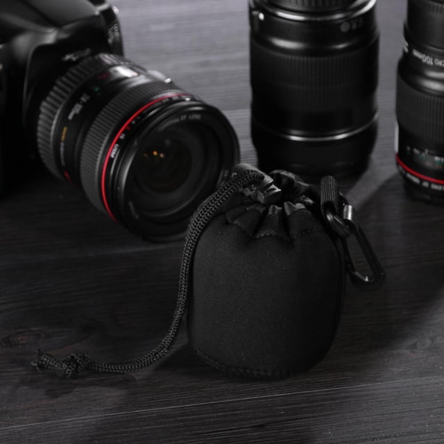 3Pcs Waterproof Soft Neoprene Camera Lens Pouch Drawstring Protector Case (S)