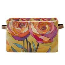 Yayeee Canvas Storage Basket with Handles for Shelves Fabric Bins Closet Organizer, Purple Abstract Floral