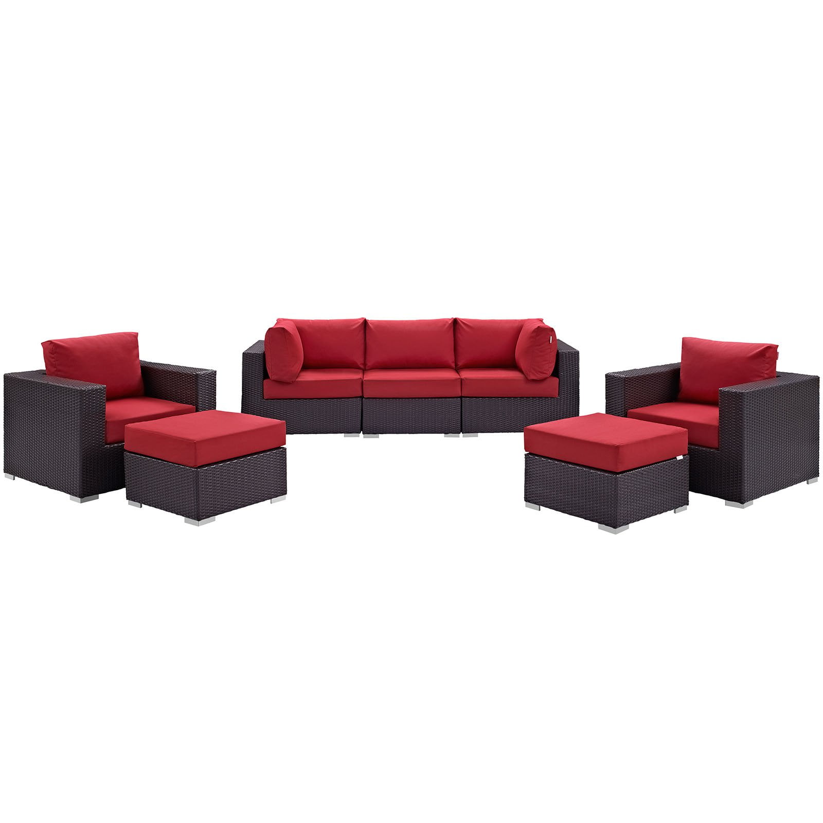 Modway Convene 7 Piece Outdoor Patio Sectional Set, Multiple Colors