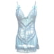 thumbnail image 3 of Gibobby Ropa sexy de mujer para sexo Conjunto de Lencería de Malla, Elegante Conjunto de Lencería con Bordado de Bloques de Color Ajustable para Mujer para Luna(Azul claro, M), 3 of 5
