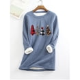 thumbnail image 2 of Ichuanyi Womens Fall Tops, Women Thick Faux Fleece Thanksgiving Sweatshirt Christmas Print Velvet Warm O-neck Underwear Top, 2 of 6