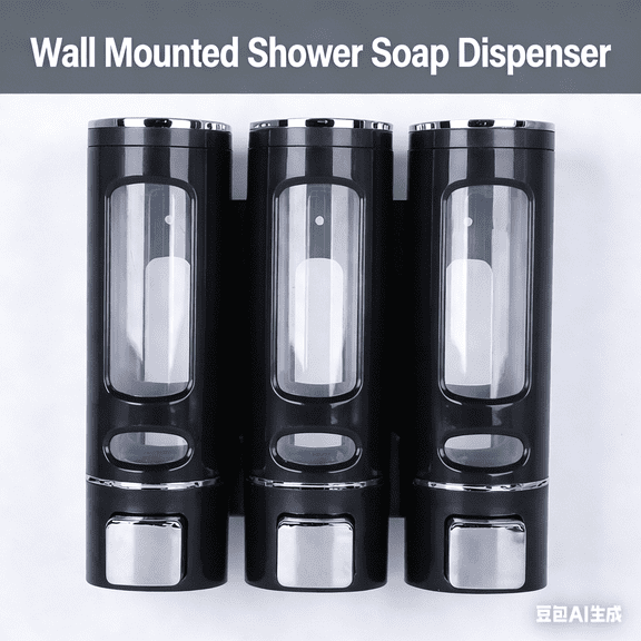 Wall Mounted Shower Soap Dispenser - No Drill Installation, Holds Shampoo, Conditioner & Body Wash, Plastic