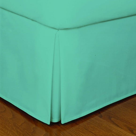 Alive Pixels Bed Skirt Aqua Blue Solid 100 Percent Cotton Split Corner Pleated 1-Pc with 21 Inch Drop 200TC (California King, Aqua Blue)