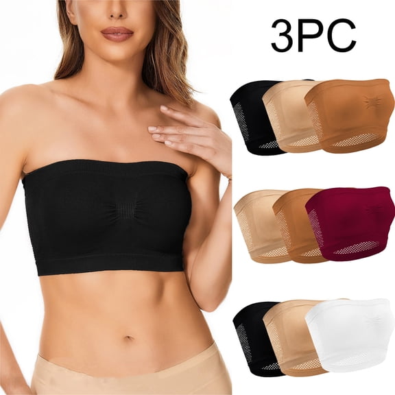 ATENAR Womens Bras,Strapless Bra,Supportive Bras for Women,Lightweight,Breathable,Soft,Comfy,Black,M(US:6)