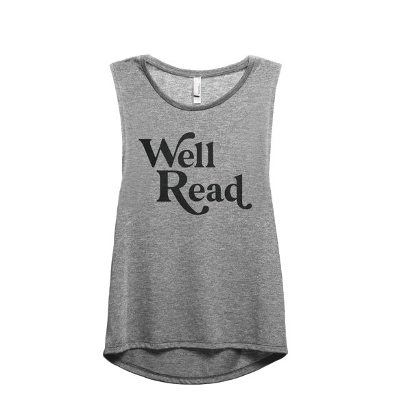 Well Read Women's Fashion Sleeveless Muscle Workout Yoga Tank Top Heather Grey Grey Medium