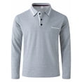 thumbnail image 4 of LODIENY Mens Casual Polo Shirts Classic Short Sleeve 1/4 Button up Golf Shirt Fashion Regular Fit Striped Lapel Collar V Neck Henley Tops with Pocket Gray L, 4 of 9