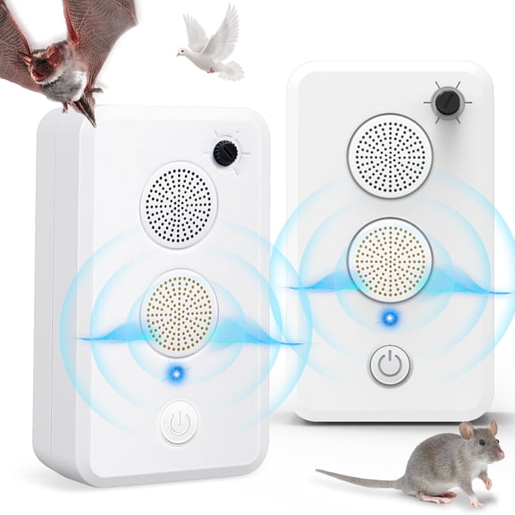 JahyElec 2 Pack Ultrasonic Bat Repellent Devices for Attic Porch House,Rechargeable Bats Exclusion Device for Indoor Outdoor Use Adjustable Bat Deterrent System Friendly to Human and Pet