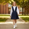 thumbnail image 5 of WOYY Girls School Uniform Pleated Pinafore Dress Casual Sleeveless Jumper Dress, Navy, 5 of 5