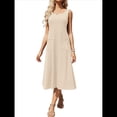 thumbnail image 2 of Vestido de Verano para Mujer, Sin Mangas, Floral, con Cuello Redondo, Cintura Alta, Corte A, Midi y Bolsillos Albaricoque XXL, 2 of 10