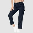 thumbnail image 2 of WENWU Pants for Women'S Casual Pants Dark Blue Pants Womens Lightweight Pants Women Trousers High Waisted with Pockets Fall Pants, 2 of 9