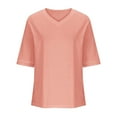 thumbnail image 6 of SEAOPEN Women's Summer Tops V Neck Short Sleeve T Shirts Casual Basic Loose Fit Tee Today Orange,S, 6 of 6