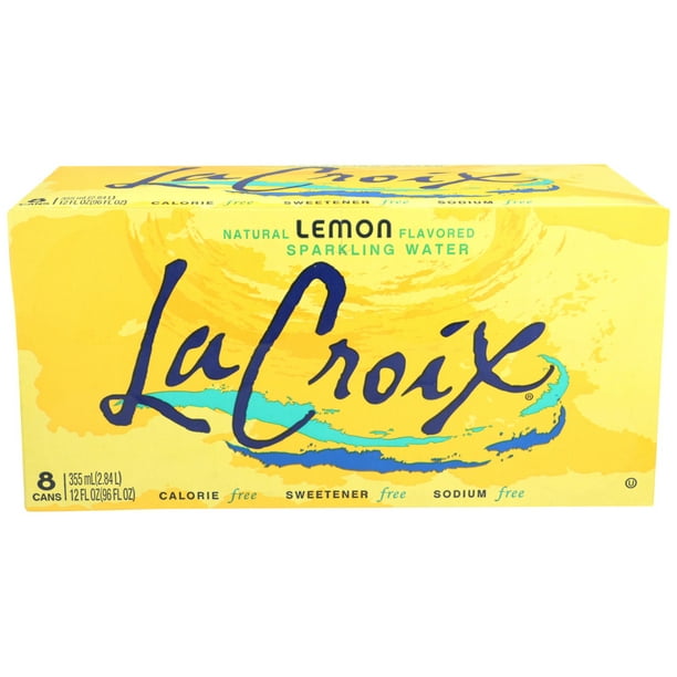 La Croix Sparkling Water, Lemon, 12oz, 8 cans per box, 3 Boxes