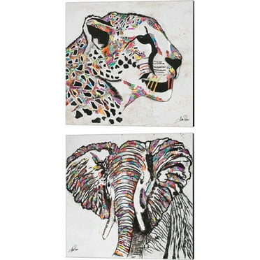 Great Art Now Serengeti Plains by Gina Ritter 2 Piece Canvas Art Set Each 14"W x 14"H, Safari Animal Art