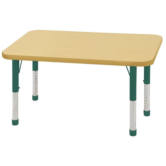 ECR4Kids 24in x 48in Rectangle Premium Thermo-Fused Adjustable Activity Table Maple/Maple/Green - Chunky Leg