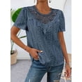 thumbnail image 6 of Women'S Short Sleeve Tunic Tank Tops Casual Lace Shirt Blouses Blue M, 6 of 9