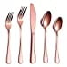 thumbnail image 3 of Rose Gold Flatware Set 20 Piece Service for 4, Copper Plated Stainless Steel Silverware set Service for 4 (Shiny, Copper), 3 of 10