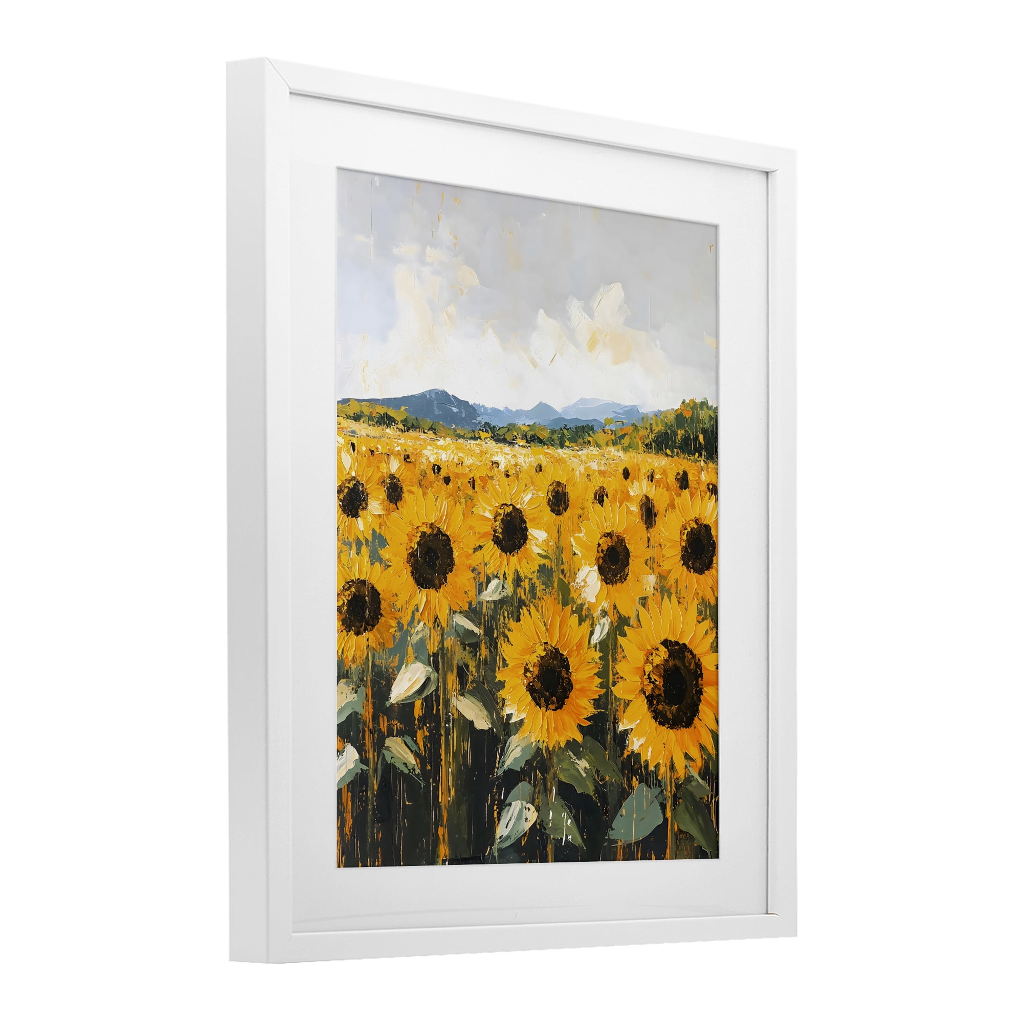 Stupell Industries Beautiful Sunflowers in Field White Framed Print Under Glass, design by Creative Studio