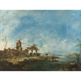 thumbnail image 2 of Francesco Guardi 18x15 Gold Ornate Wood Frame and Double Matted Museum Art Print Titled - Fantastic Landscape (ca. 1765), 2 of 4
