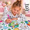 thumbnail image 5 of WOYY DIY Coloring Pajamas for Girls Dinosaur Long Sleeve Top Pants Kids PJ Set, Sizes 2-9, 5 of 5