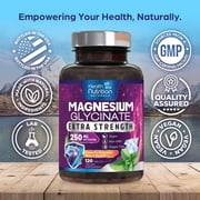 Magnesium Glycinate 250mg Per Serving - 100% Chelated Magnesium for Max Absorption - Sleep Support, Muscle, Nerves, Bone & Heart Health Support Supplement, Vegan - Bottled in the USA - 120 Tablets