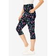 thumbnail image 2 of Woman Within Plus Size Petite Stretch-Cotton Knit Pull-On Printed Pocket Capri Leggings, 2 of 4