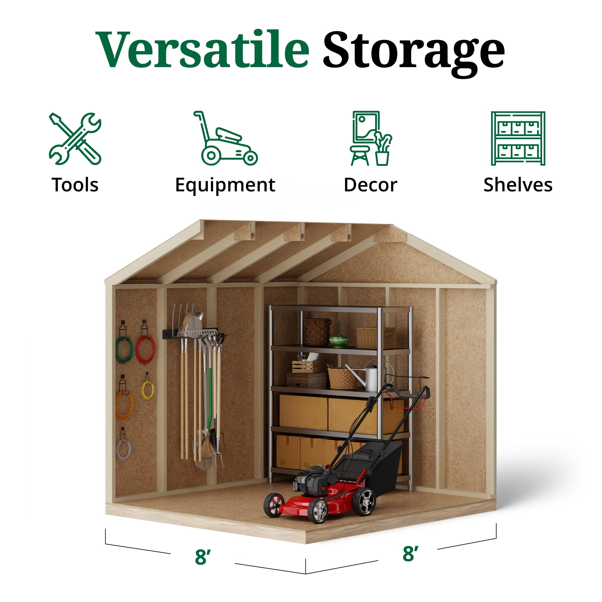 Little Cottage Co. 8x8 Value Gable Shed, Outdoor Wood Storage Do-It-Yourself Precut Kit