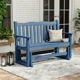 thumbnail image 2 of Patio Glider Loveseat Chair, 2 Person Outdoor Bench with 800 lbs Weight Capacity, All-Weather HIPS Patio Chair Swing Rocking Bench for Garden, Backyard, Porch, Blue, 2 of 8