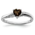 thumbnail image 4 of 925 Sterling Silver Rhodium Smoky Quartz Diamond Ring Size 9, 4 of 5