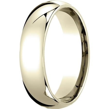 Womens 10K Yellow Gold, 6mm Slightly Domed Standard Comfort-Fit Wedding Band