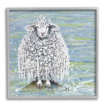 Stupell Industries Abstract Sheep Modern Splatter Animals & Insects Painting Gray Framed Art Print Wall Art, 12 x 12