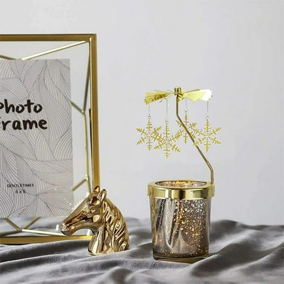 Neoyler Rotating Candle Lantern Christmas Decorations Ornaments for Tree Unique Gift Automatic Spinning Candle Holder Party Home Decor Gold