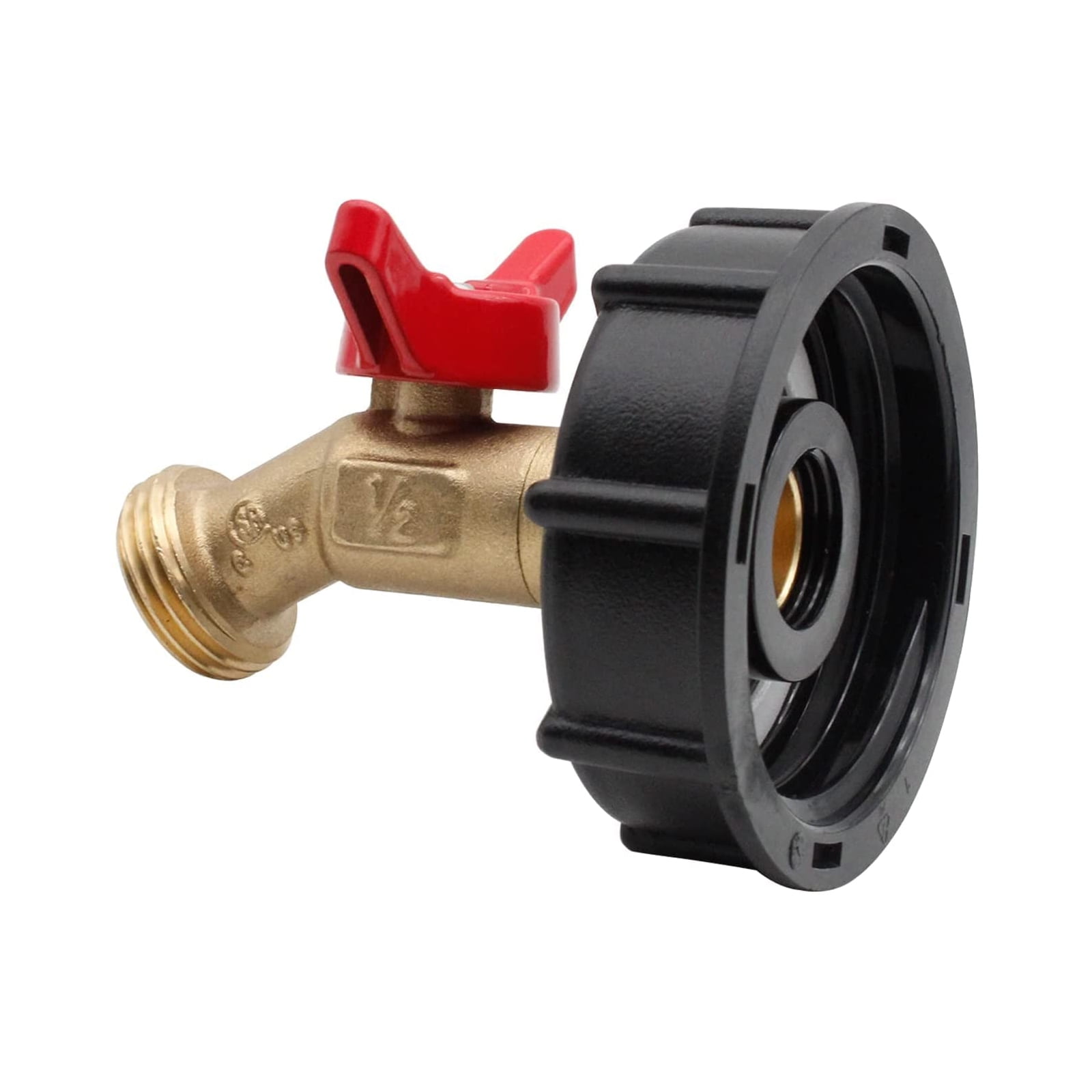 IBC Tote Tank Drain Adapter 2.36" Coarse Thread To 3/4" Brass Hose Faucet Valve 
