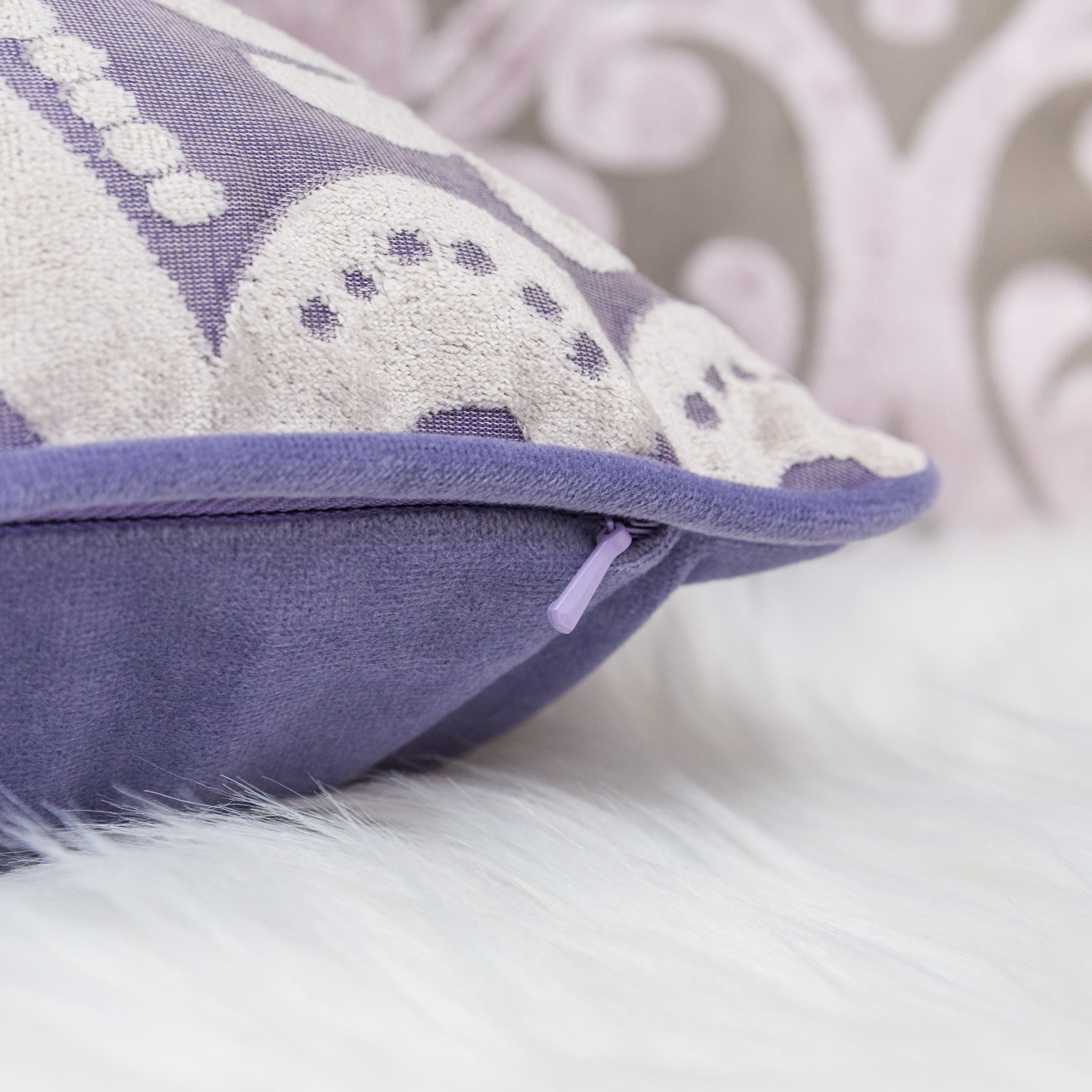 Lianne Purple Geometric Polyester 20 in. x 20 in. Throw Pillow