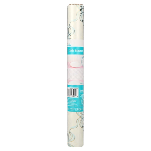 Blue Bow 7.5ft Paper Table Runner, Multicolor, by Way To Celebrate