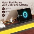 thumbnail image 4 of Bolvdo Twin Bed Frame with LED Headboard, USB Charging Port, Noise-Free Metal Wood Bed Frame, Brown, 4 of 8