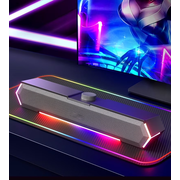 Computer Speakers for Desktop PC, 3.5mm PC Sound Bar for Desktop Monitor/Laptop, Wired USB-Powered Gaming Speakers with Colorful LED Light, Touch-Control Backlit w/ Volume Knob, Plug and Play